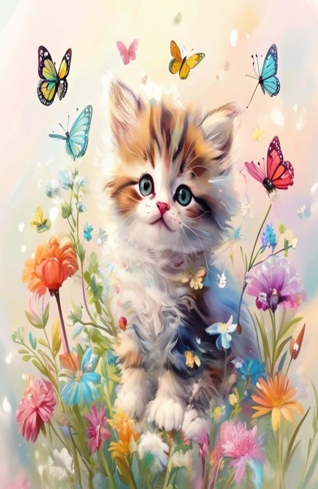 Cute Kitty AI Wallpaper