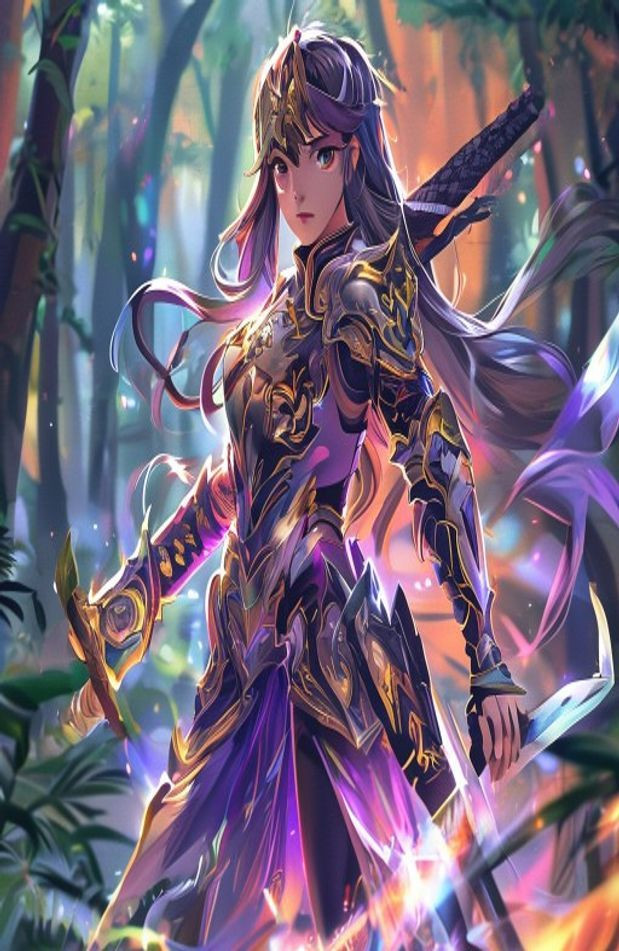Anime Girl Warrior AI Wallpaper