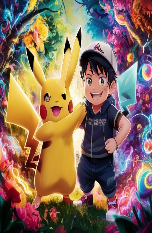 Pikachu And Ash AI Wallpaper
