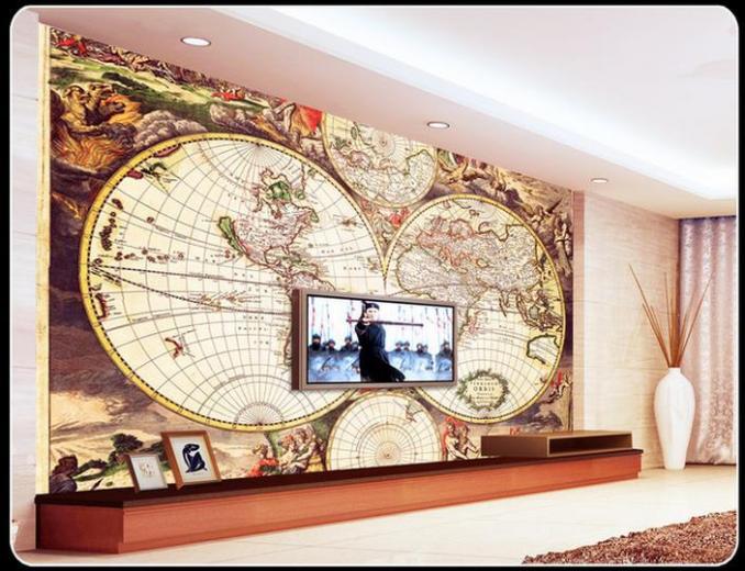 Free download 3d wall wallpaper murals European nautical map wall high