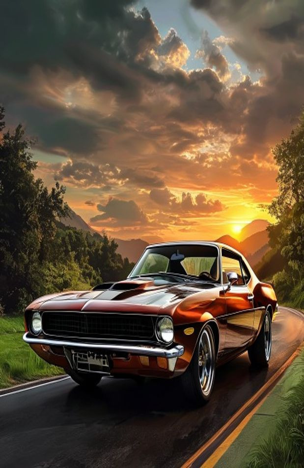 Classic Muscle Car AI Wallpaper