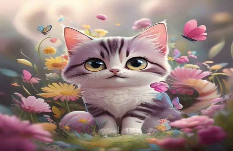 Cute Anime Cat AI Wallpaper