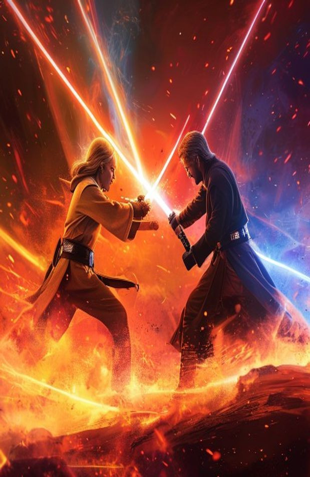 Anakin Vs Obi Wan AI Wallpaper