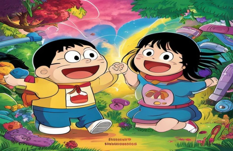 Nobita And Shizuka AI Wallpaper