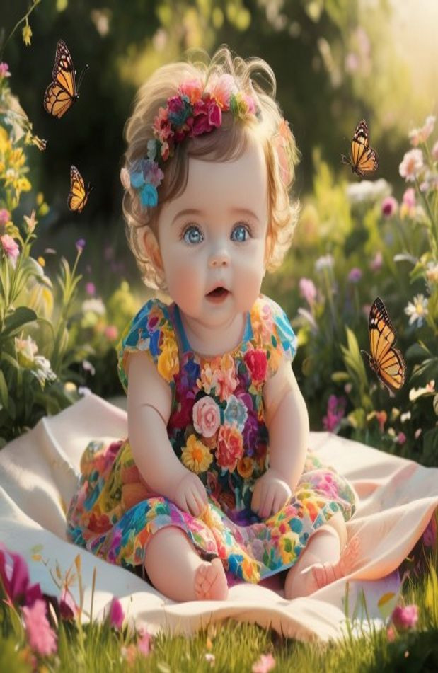 Cute Baby Girl Pictures AI Wallpaper