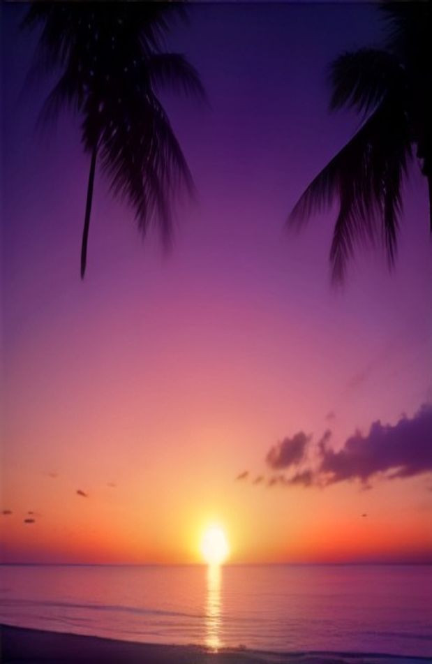 Palm Tree Sunset AI Wallpaper