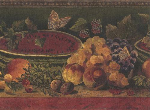 Tapisserie Murale Ancienne Raymond Waites - Motif Floral Et Raisins - 27x36 Pouces - Vintage USA