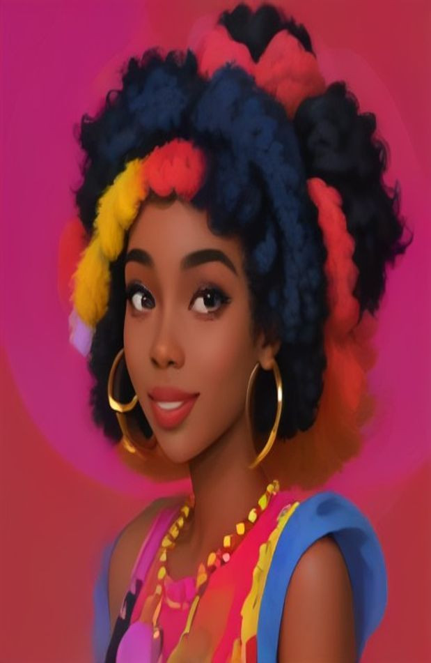 Pretty Black Girl Cartoon AI Wallpaper