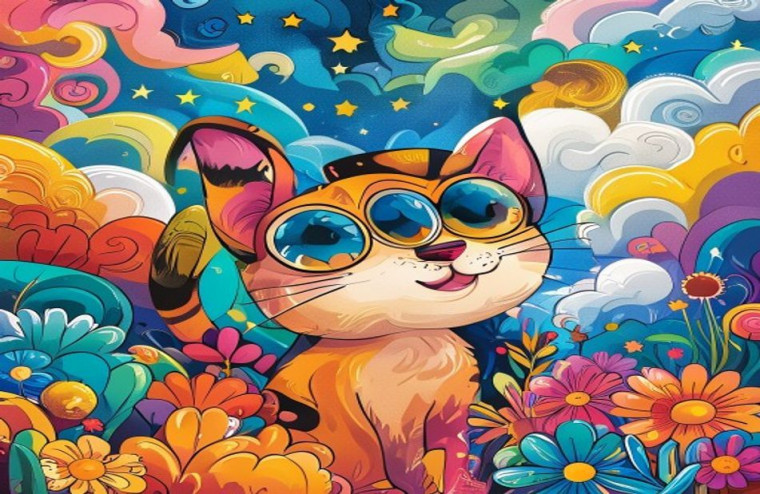 Cartoon Cat AI Wallpaper