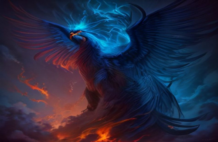 Blue Phoenix AI Wallpaper