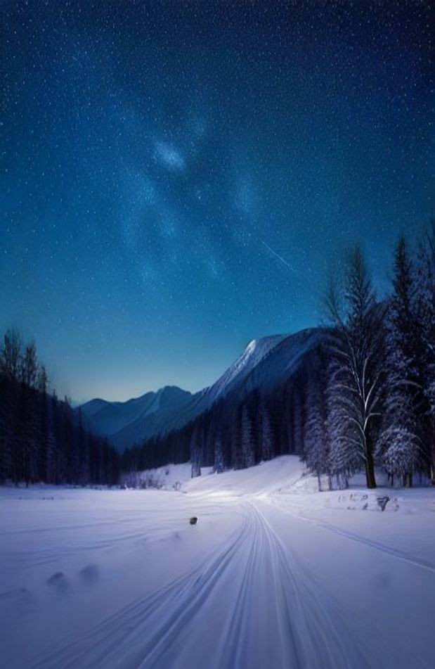Winter Night Sky AI Wallpaper