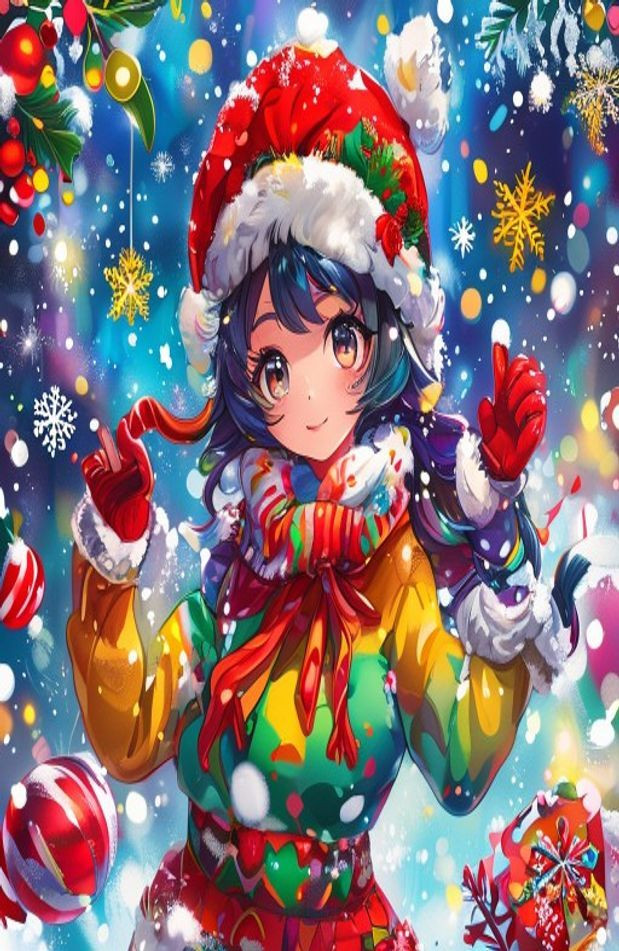 Gacha Christmas Girl AI Wallpaper