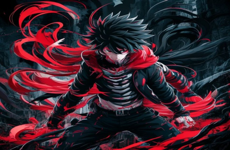 Red And Black Anime AI Wallpaper