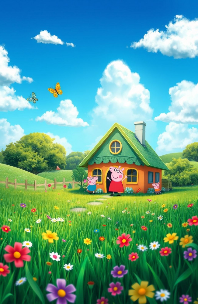 Peppa Pig House HD AI Wallpaper