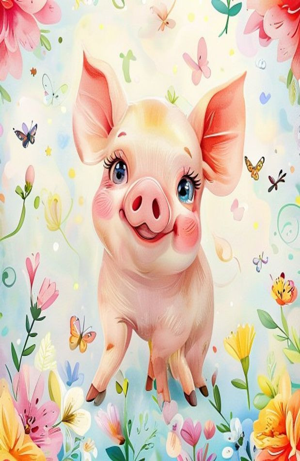Cute Pig AI Wallpaper