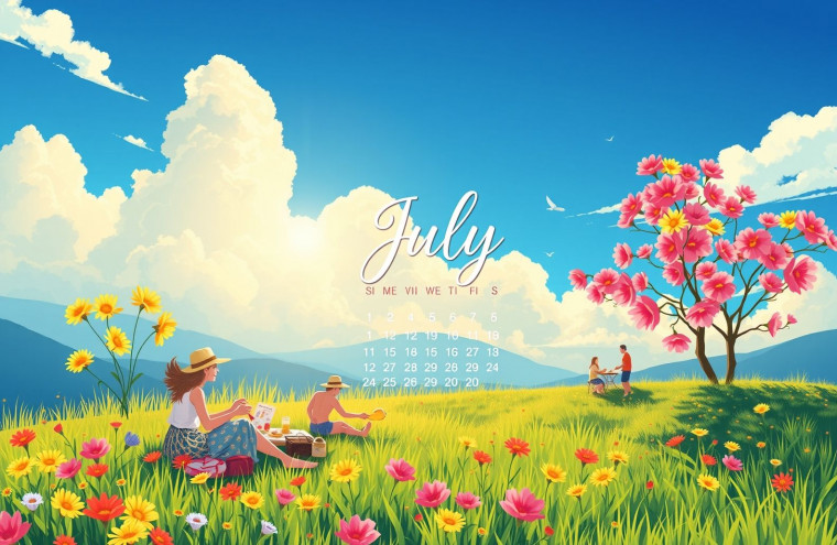 July Calendar AI Wallpaper