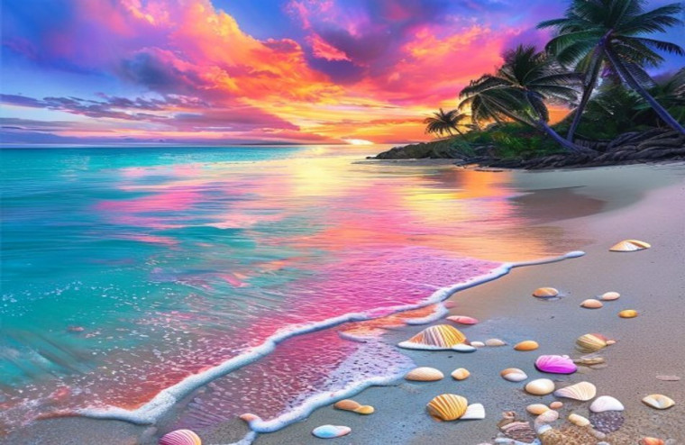Beach Sunrise AI Wallpaper