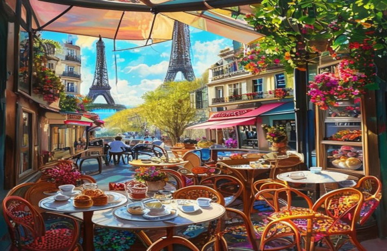 Paris Cafe AI Wallpaper