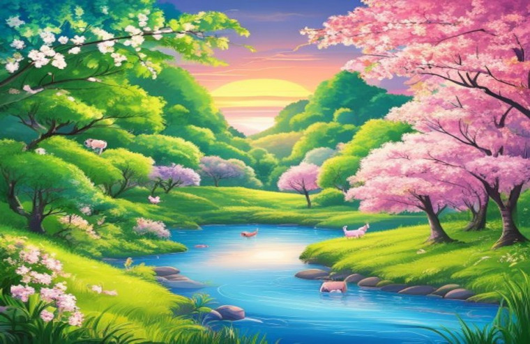 Anime Nature AI Wallpaper