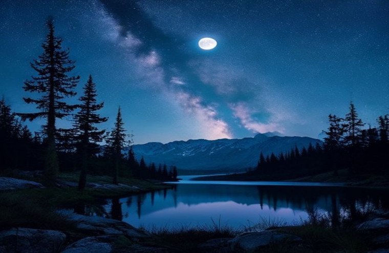 Mountain Night AI Wallpaper