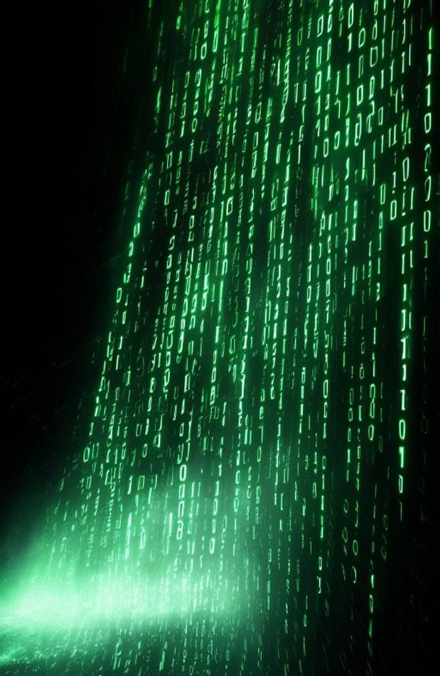 Matrix Binary Code Falling AI Wallpaper