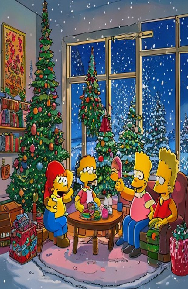 Simpsons Christmas AI Wallpaper