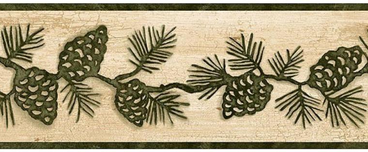 Free download Pine Cone Wood Wallpaper Border Kitchen Bathroom