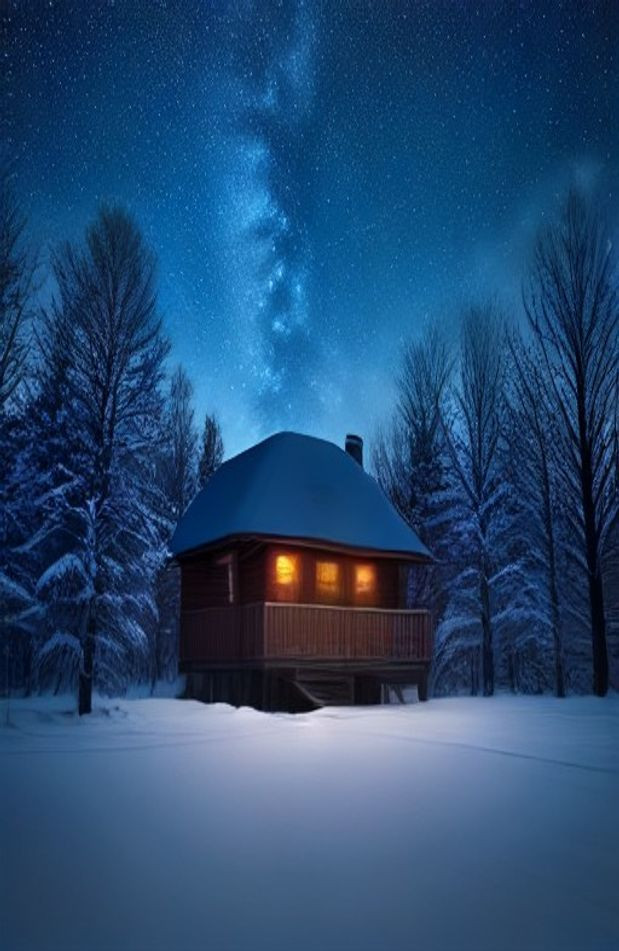 Winter Night Sky AI Wallpaper