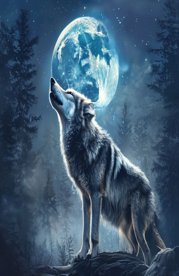 Howling Wolf AI Wallpaper