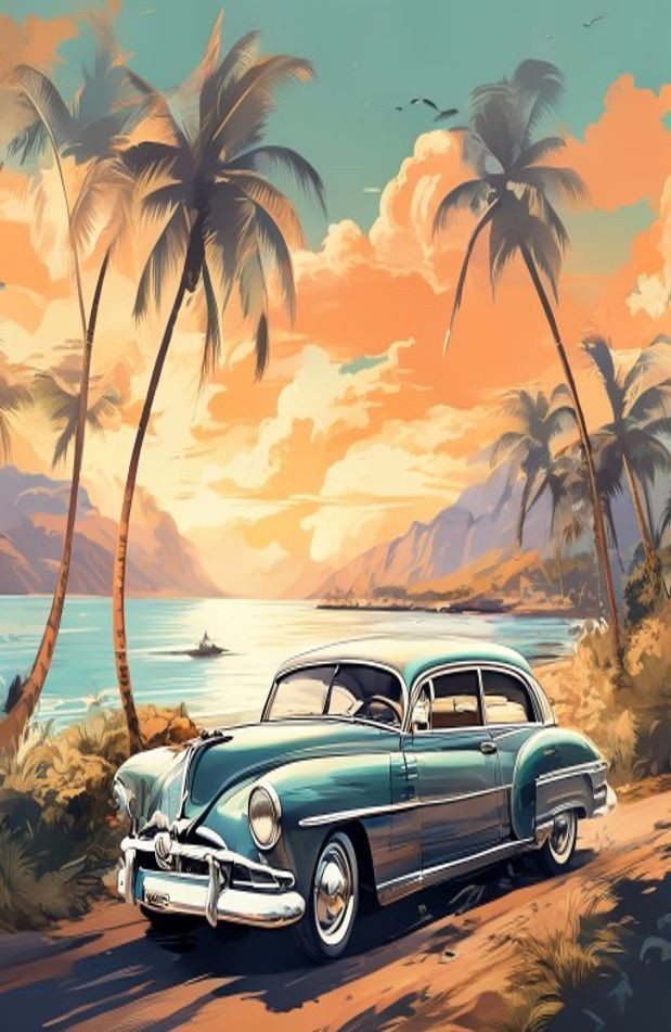 Travel Retro AI Wallpaper