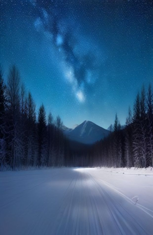 Winter Night Sky AI Wallpaper