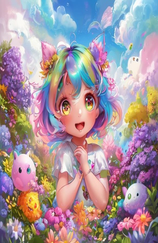 Cute Anime Girls AI Wallpaper