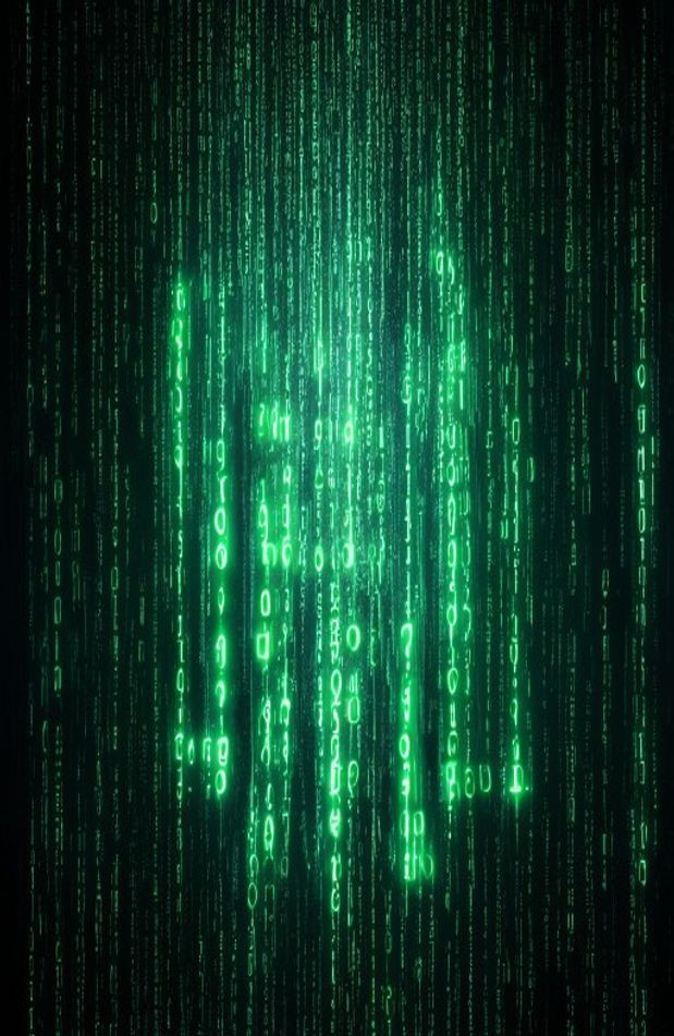 Matrix Binary Code Falling AI Wallpaper