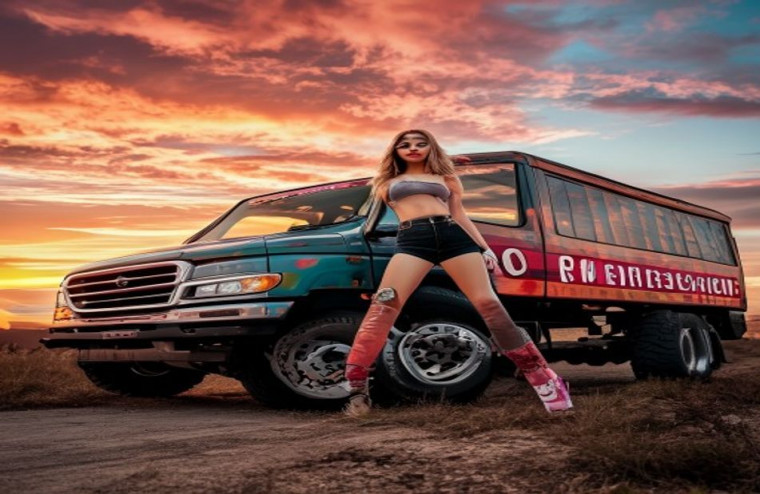 Girls And Trucks AI Wallpaper