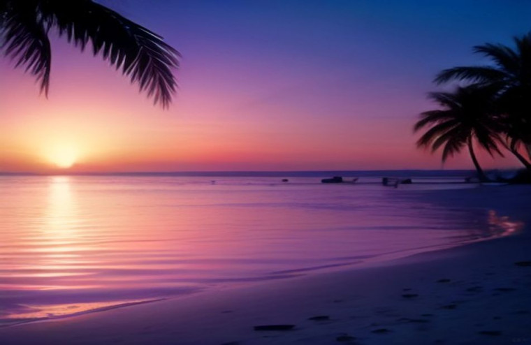 Sunset Beaches AI Wallpaper