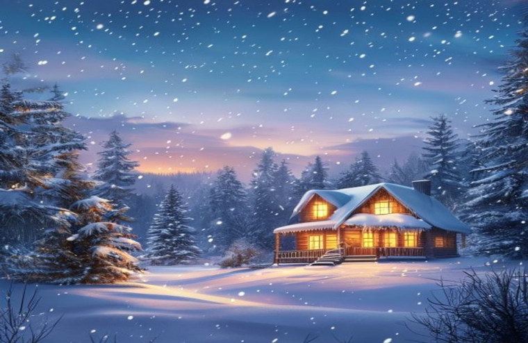 Winter Scene AI Wallpaper