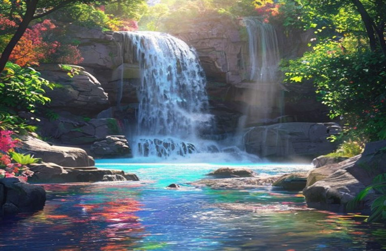 3d Waterfall AI Wallpaper