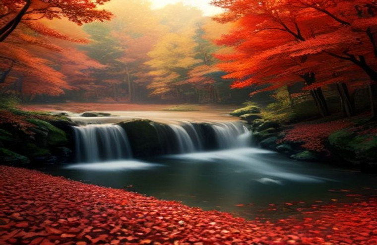 Red Nature AI Wallpaper