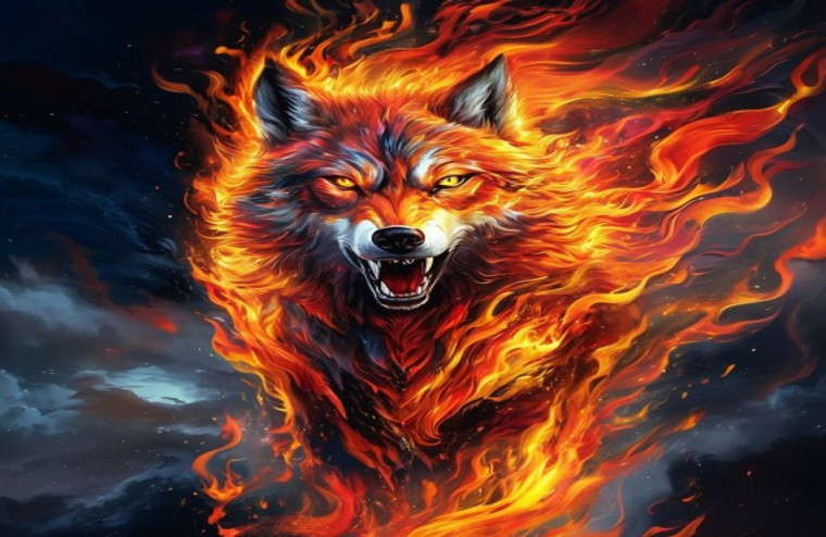 Fire Wolf AI Wallpaper
