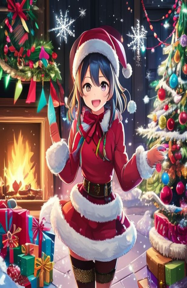 Gacha Christmas Girl AI Wallpaper