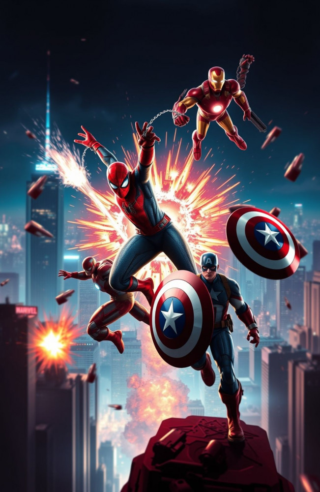 Marvel Dual Monitor AI Wallpaper