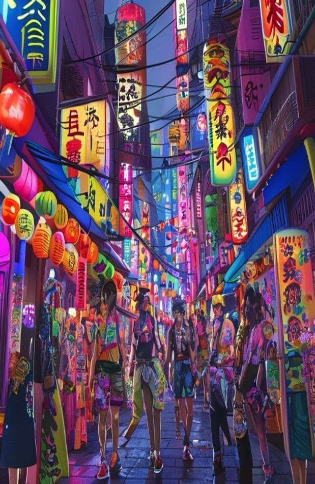 Japanese Anime Street 1080p AI Wallpaper