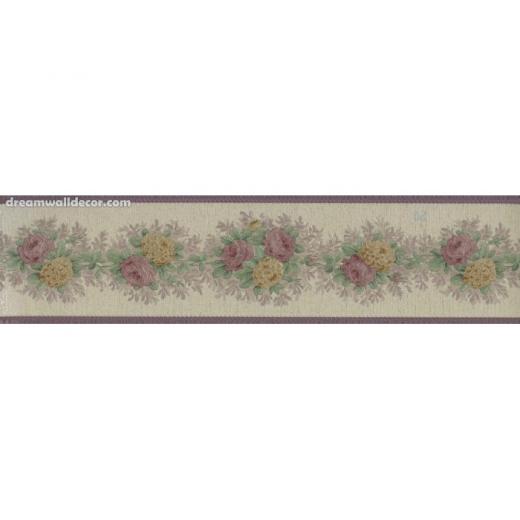 Free download Wallpaper Border Red and Pink Flowers with Gray on White