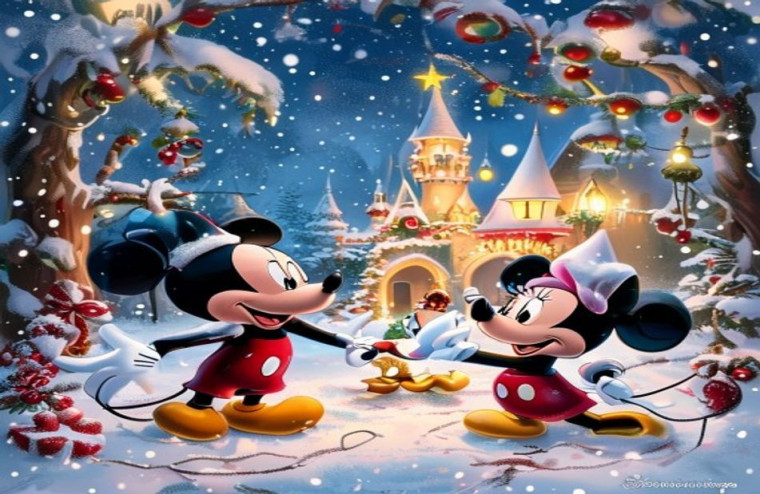 Disney Christmas AI Wallpaper