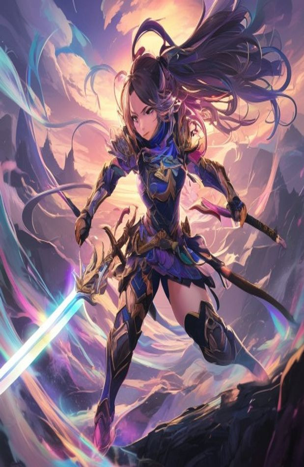 Anime Girl Warrior AI Wallpaper