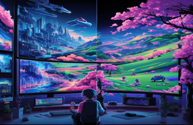 Dual Monitor Anime AI Wallpaper