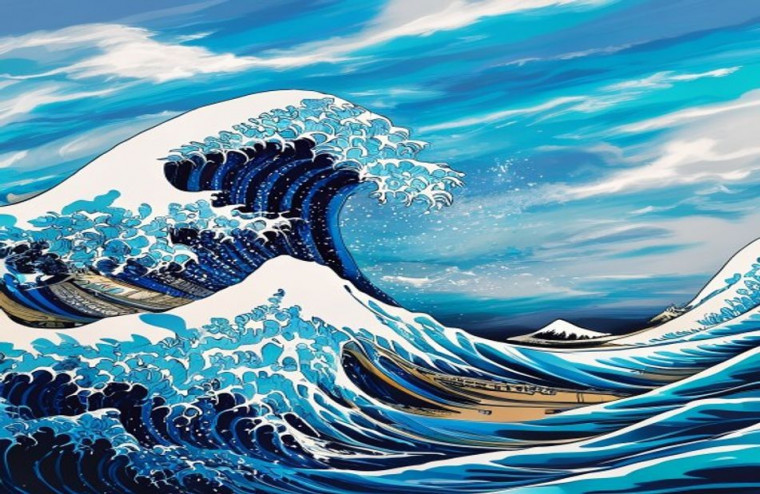 Great Wave Off Kanagawa AI Wallpaper