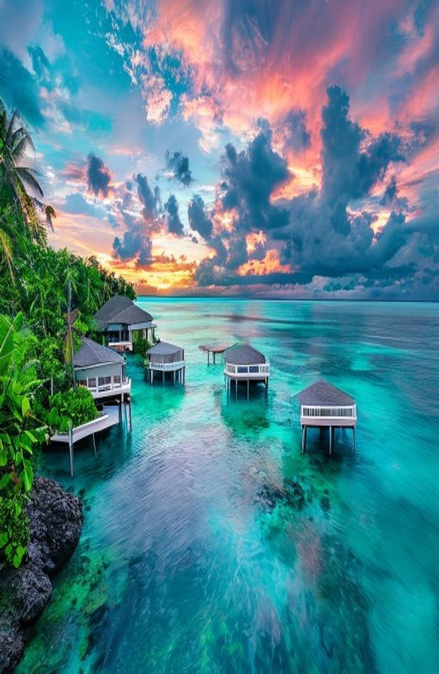 Maldives Island Resorts AI Wallpaper