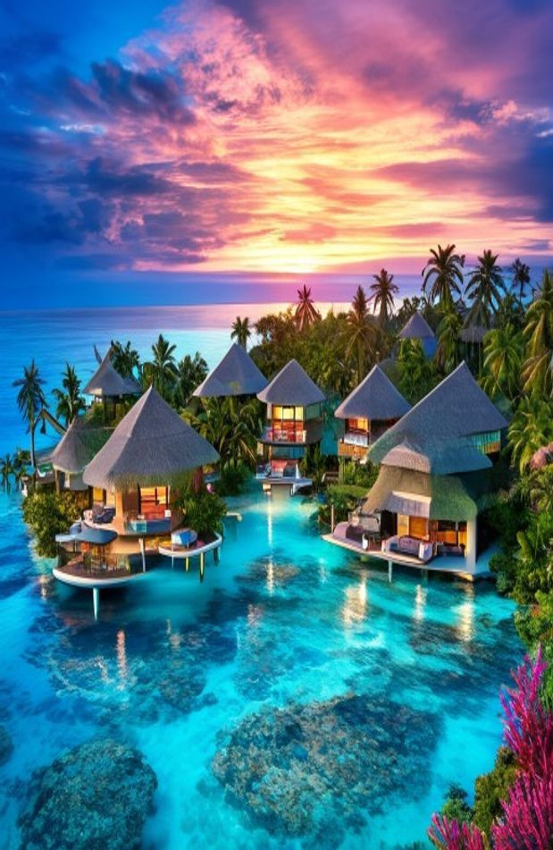 Maldives Island Resorts AI Wallpaper