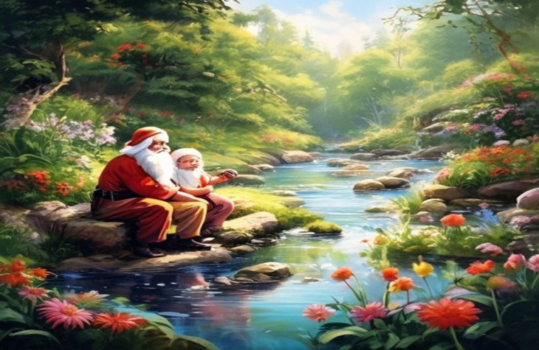 Santa Banta Nature AI Wallpaper